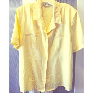 Pastel Yellow Kathy Che Button Blouse Short Sleeve